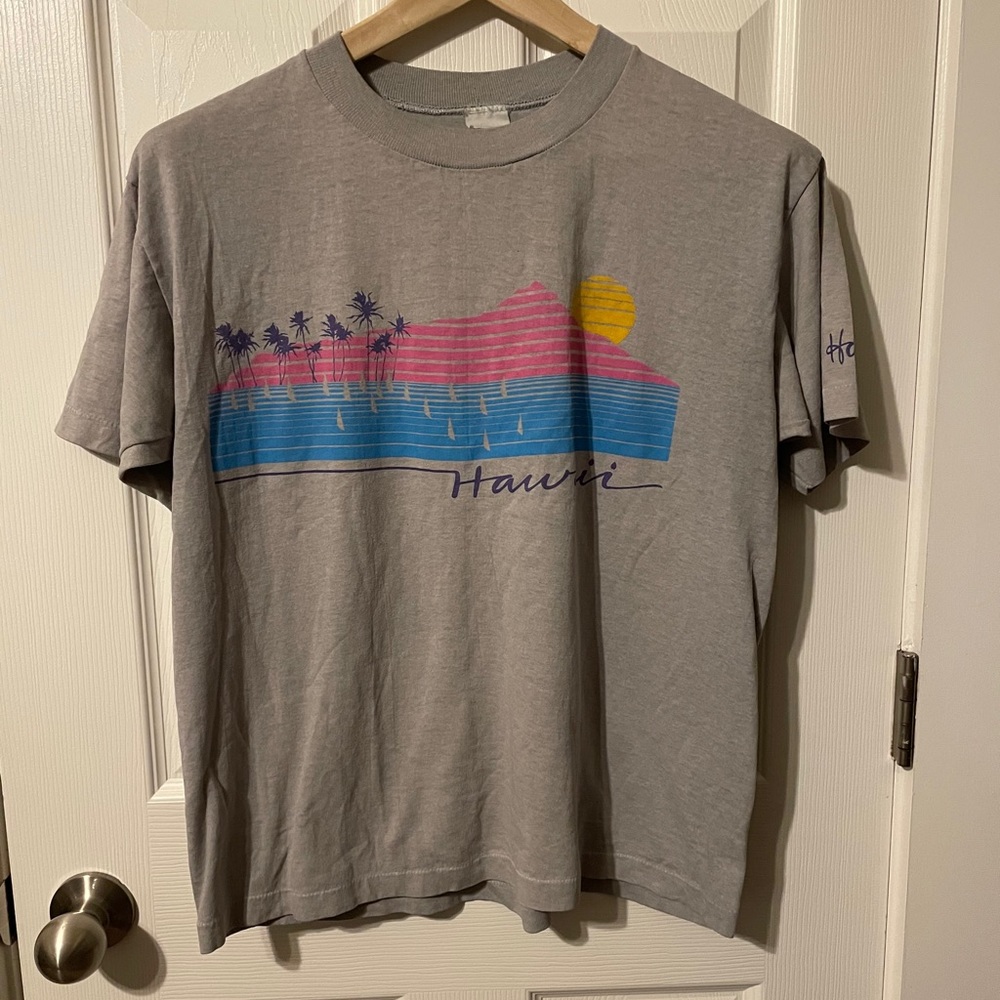 TeeJays vintage 1980s Hawaii gray T-shirt sz L